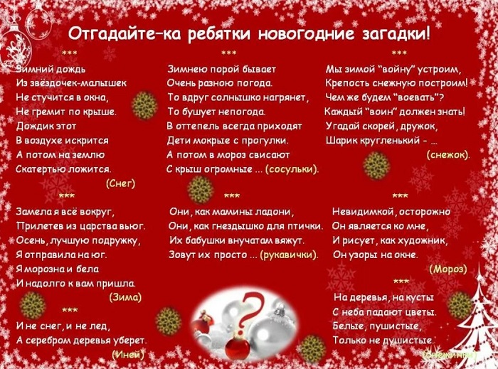 Загадки на Новый год 2024 для детей, взрослых: смешные, с подвохом